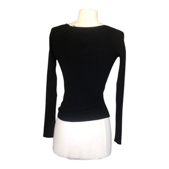 L Space Camryn Top Black Ribbed Sweater Long Sleeve Women's Size Extra Small NWT - Picture 4 of 16